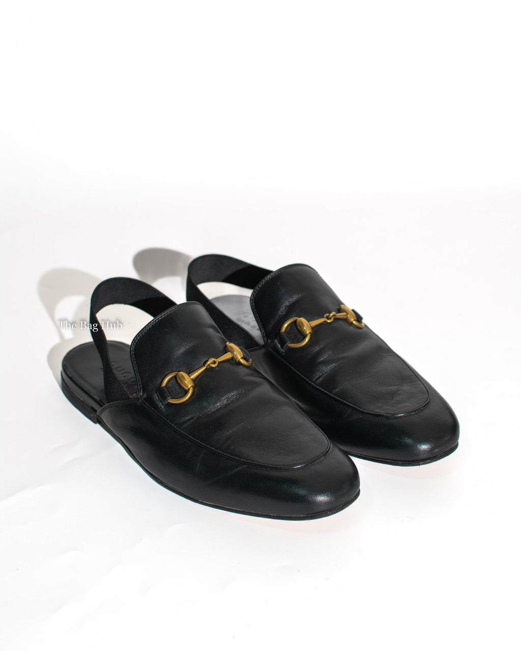 Gucci Black Leather Horsebit Men's Slingback Mules Size 6.5-1