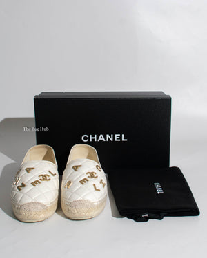 Chanel White Leather Espadrilles Size 37C-8
