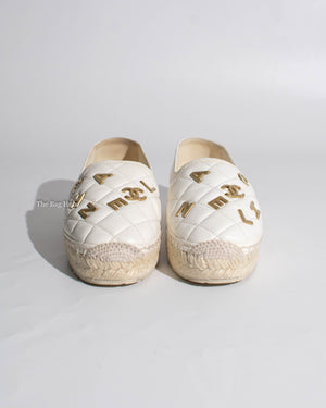 Chanel White Leather Espadrilles Size 37C-2