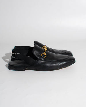 Gucci Black Leather Horsebit Men's Slingback Mules Size 6.5-3