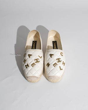 Chanel White Leather Espadrilles Size 37C-3