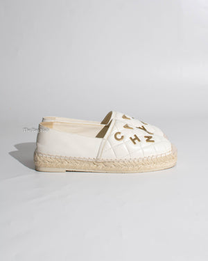 Chanel White Leather Espadrilles Size 37C-4