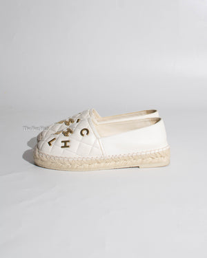 Chanel White Leather Espadrilles Size 37C-5
