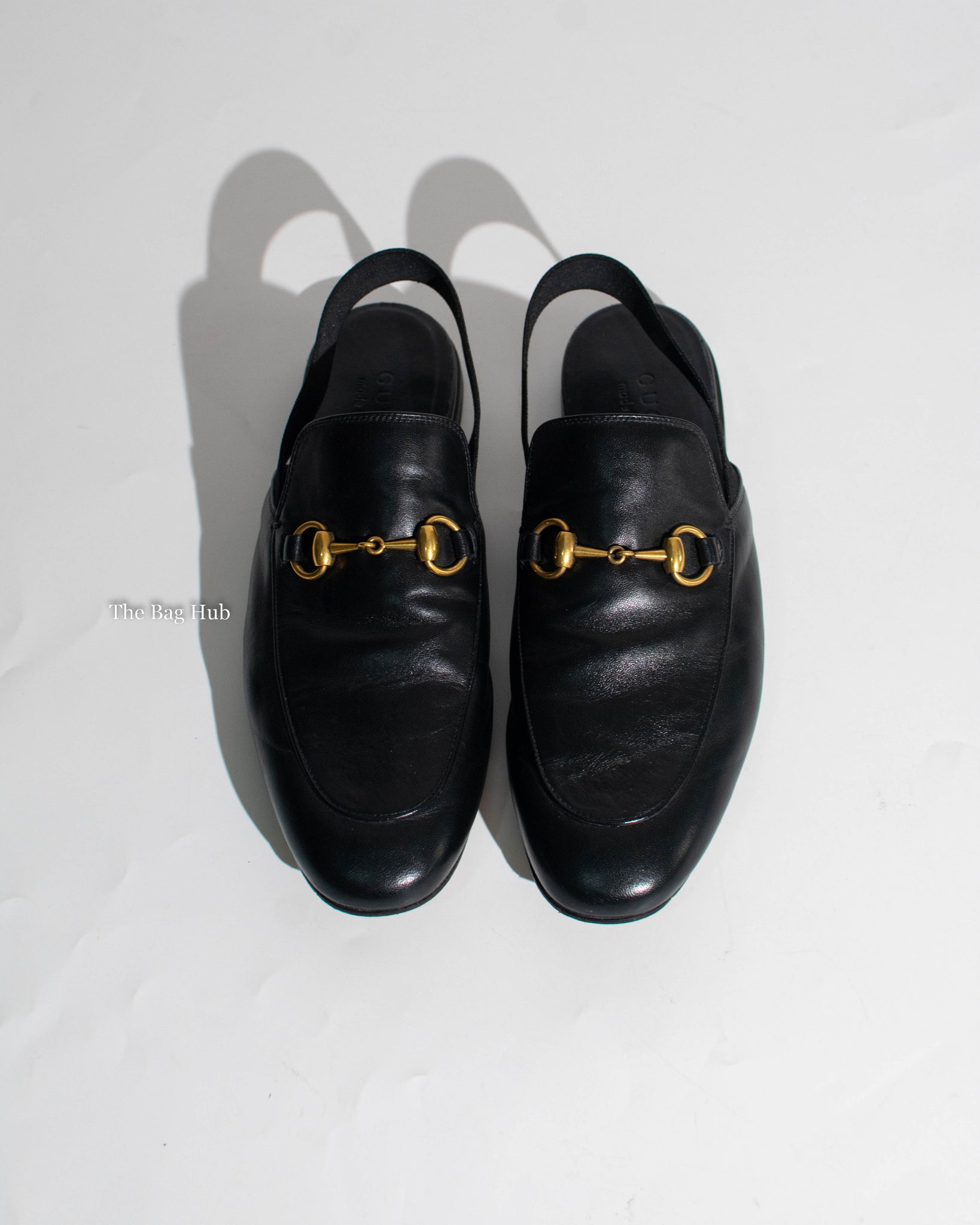 Gucci Black Leather Horsebit Men's Slingback Mules Size 6.5-7