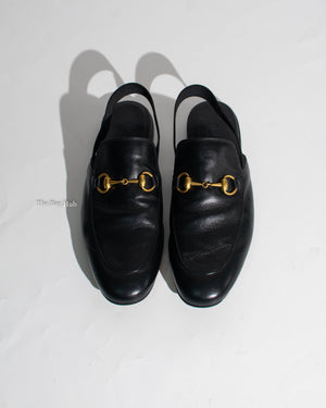 Gucci Black Leather Horsebit Men's Slingback Mules Size 6.5-7