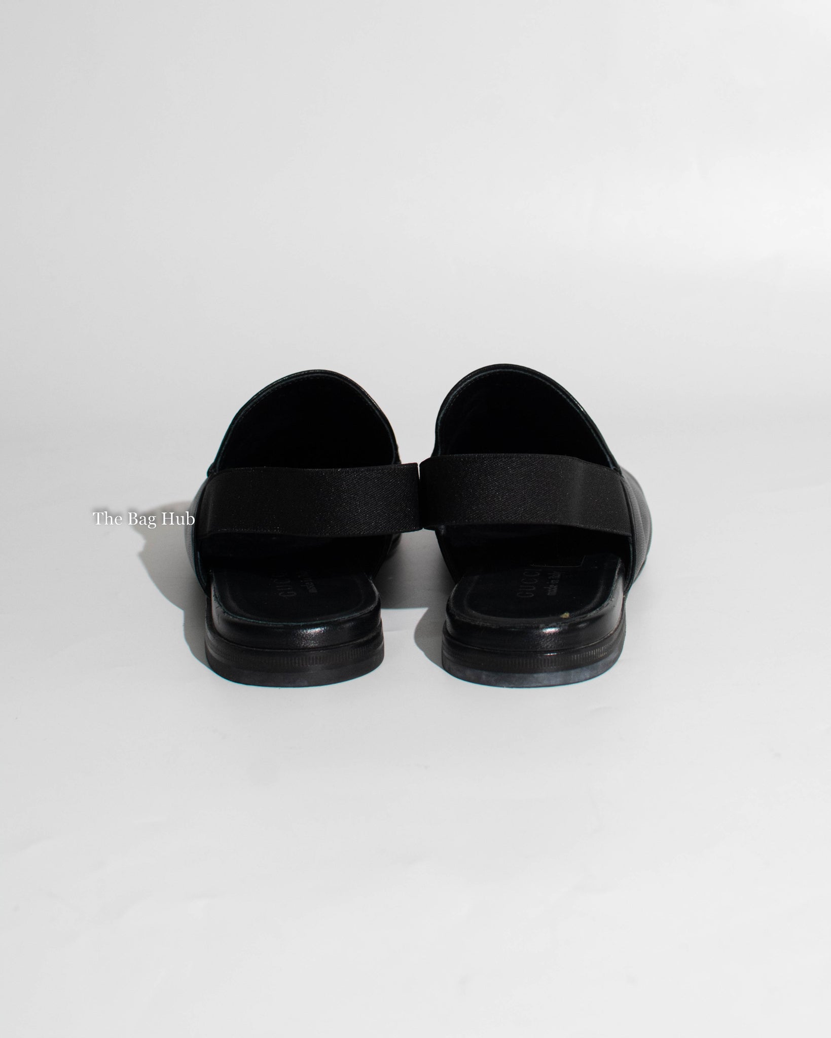 Gucci Black Leather Horsebit Men's Slingback Mules Size 6.5-5