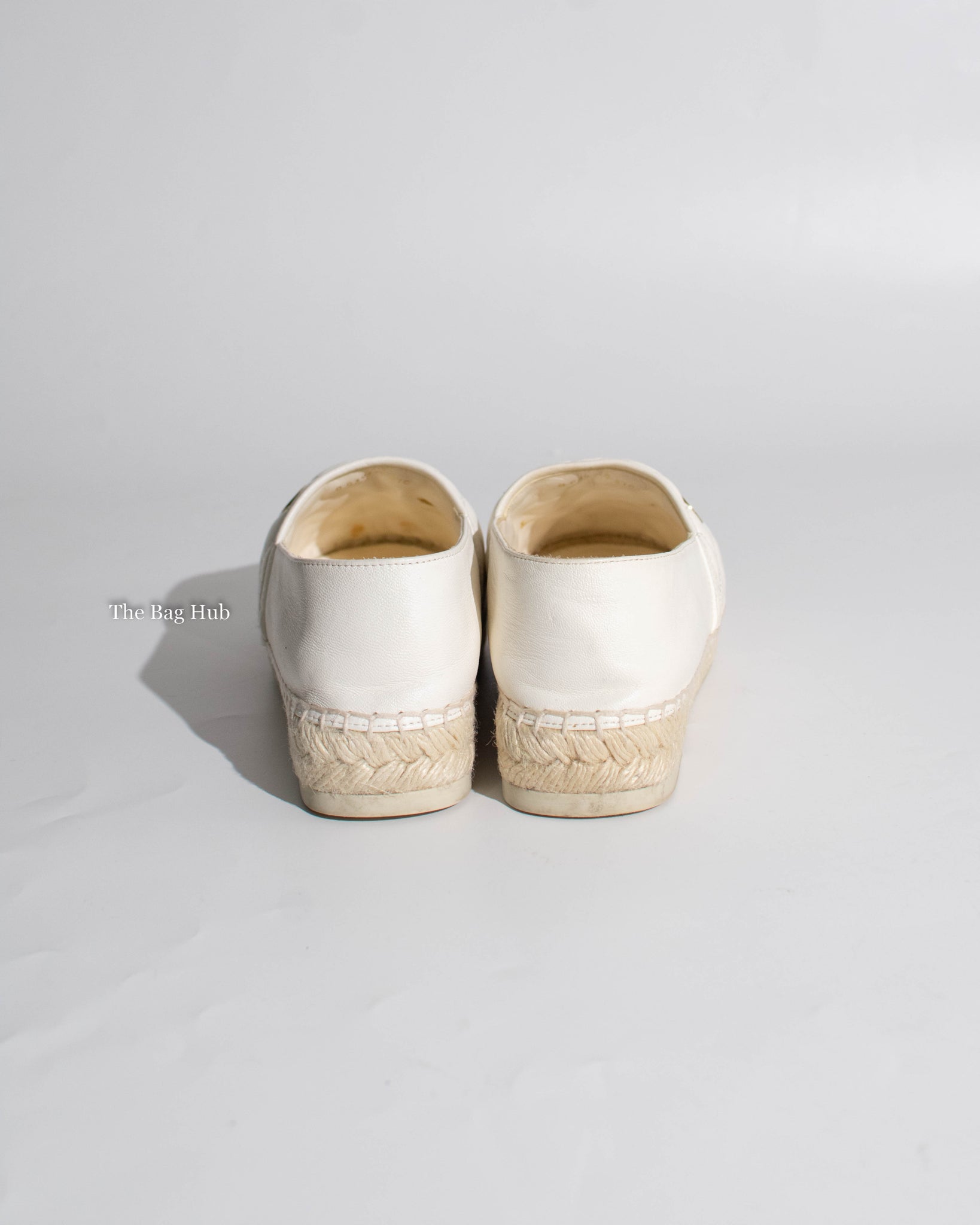 Chanel White Leather Espadrilles Size 37C-6