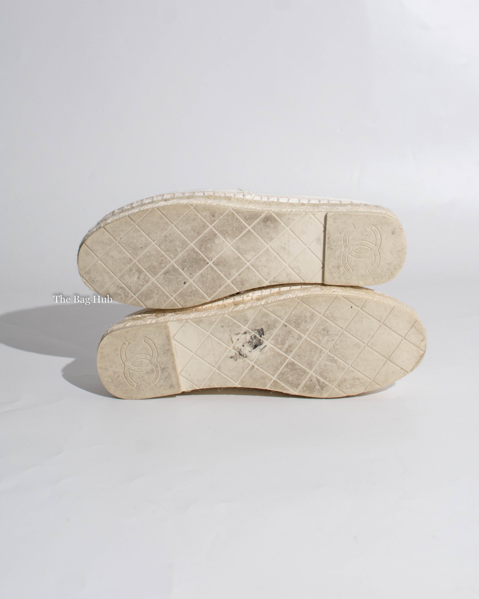 Chanel White Leather Espadrilles Size 37C-7