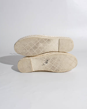 Chanel White Leather Espadrilles Size 37C-7