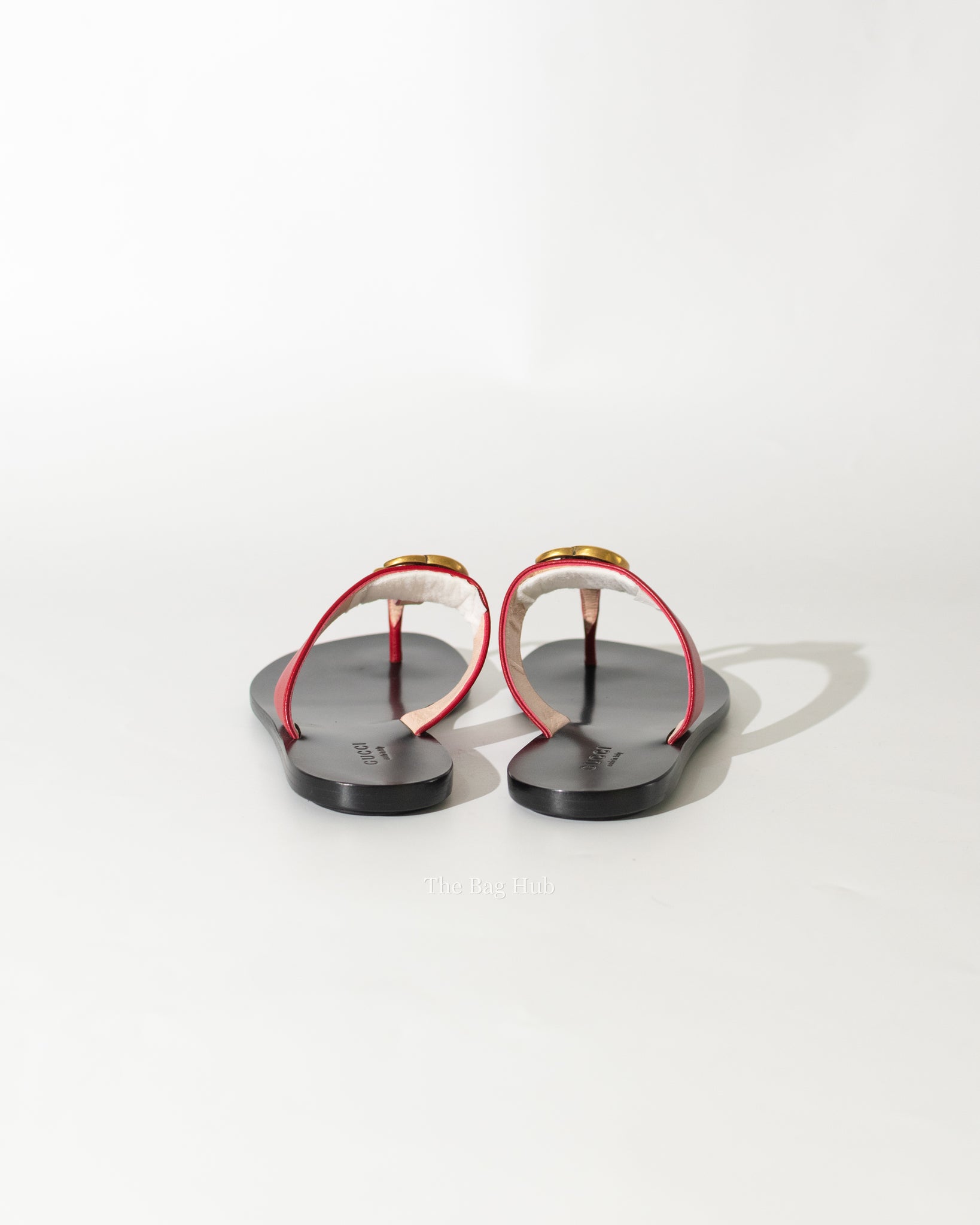 Gucci Red Marmont Leather Thong Sandals Size 35-5