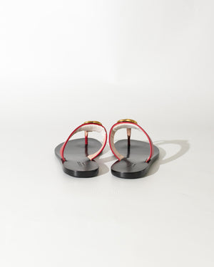 Gucci Red Marmont Leather Thong Sandals Size 35-5