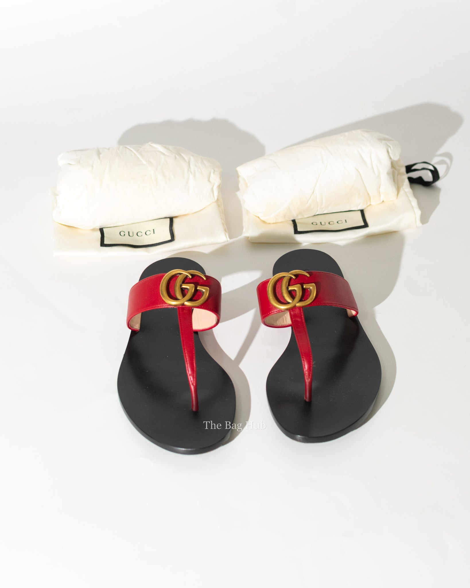 White Leather Thong Sandal With Double G | GUCCI® ZA