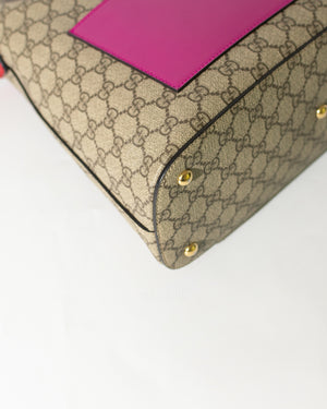 Gucci Handbag GG Supreme Monogram Canvas Linea A Red Pink Leather Hobo –  Debsluxurycloset