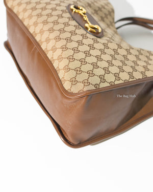 Gucci Brown GG Canvas Horsebit Medium 1955 Tote Bag