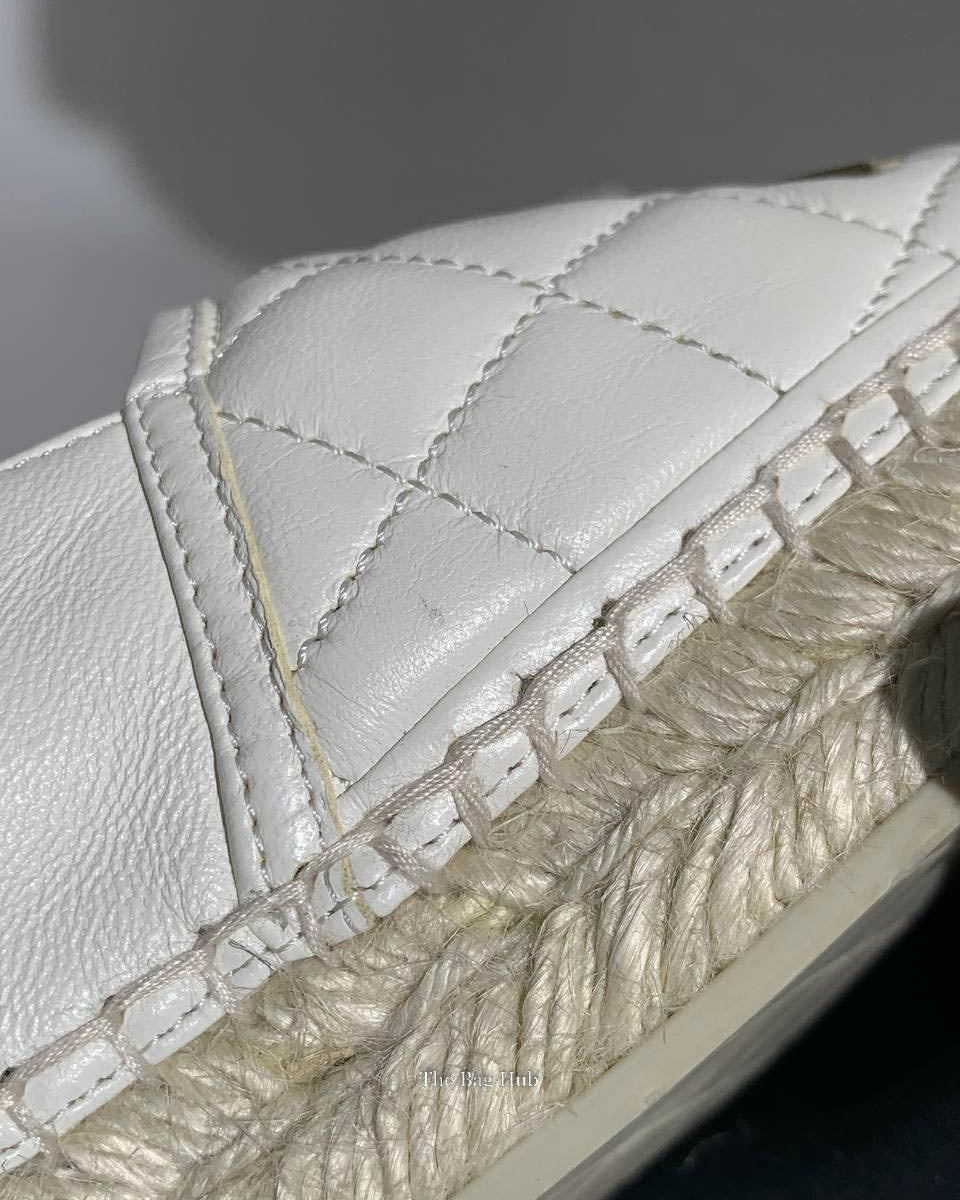 Chanel White Leather Espadrilles Size 37C-9