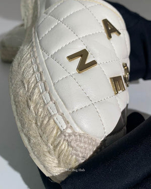 Chanel White Leather Espadrilles Size 37C-10