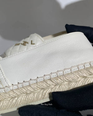 Chanel White Leather Espadrilles Size 37C-11