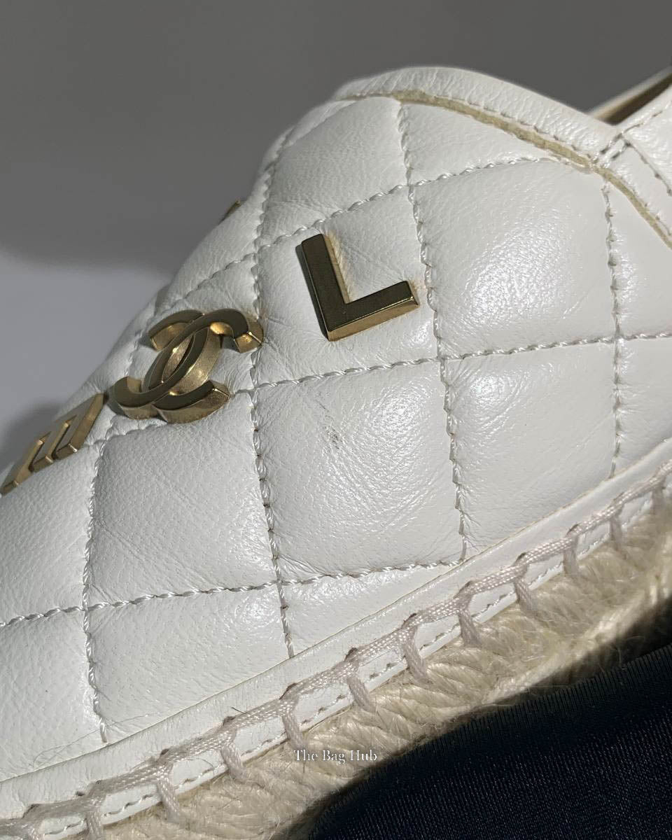 Chanel White Leather Espadrilles Size 37C-13