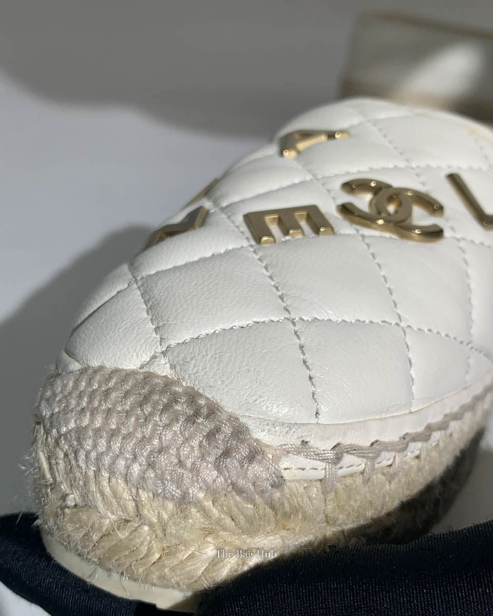 Chanel White Leather Espadrilles Size 37C-14