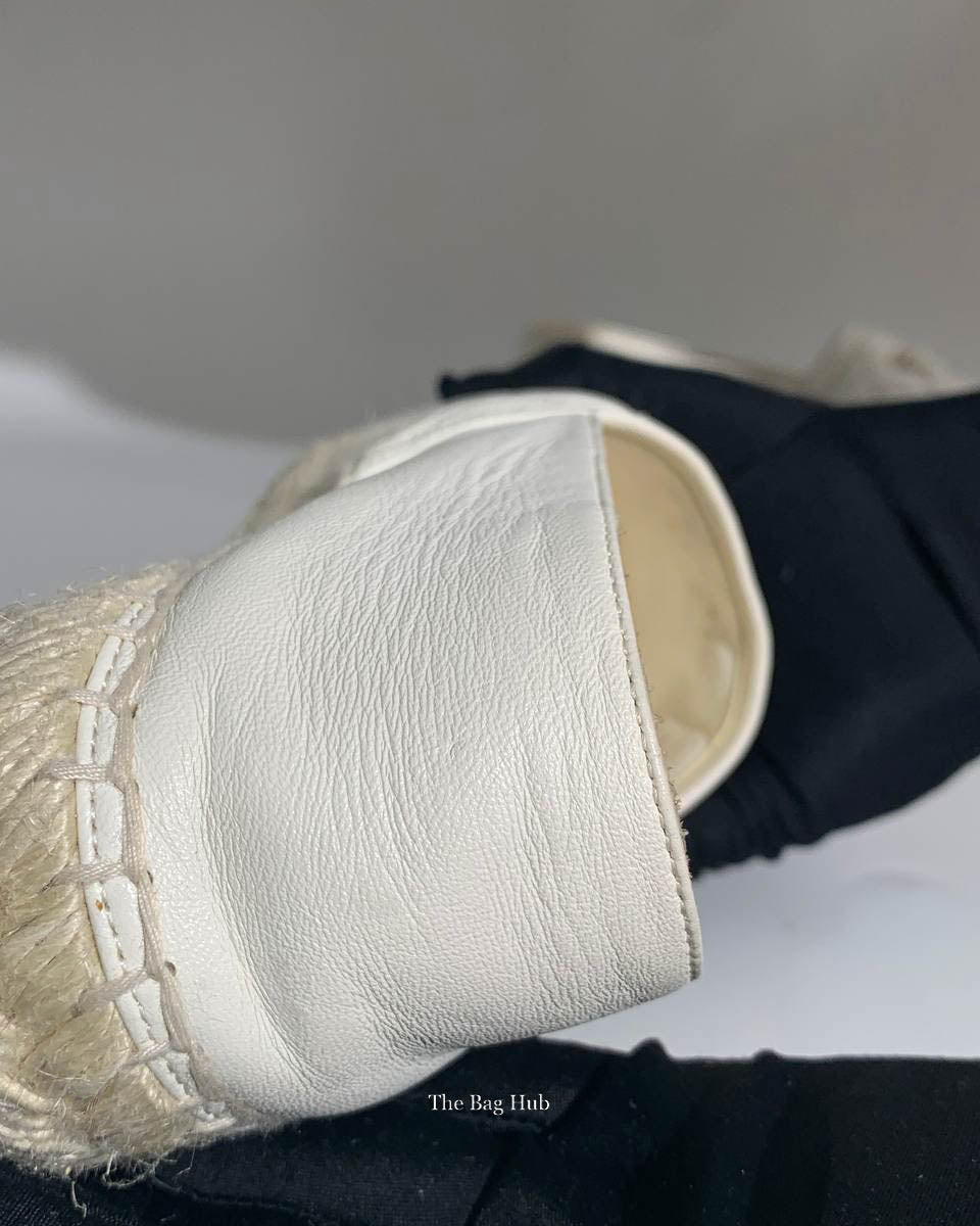 Chanel White Leather Espadrilles Size 37C-15