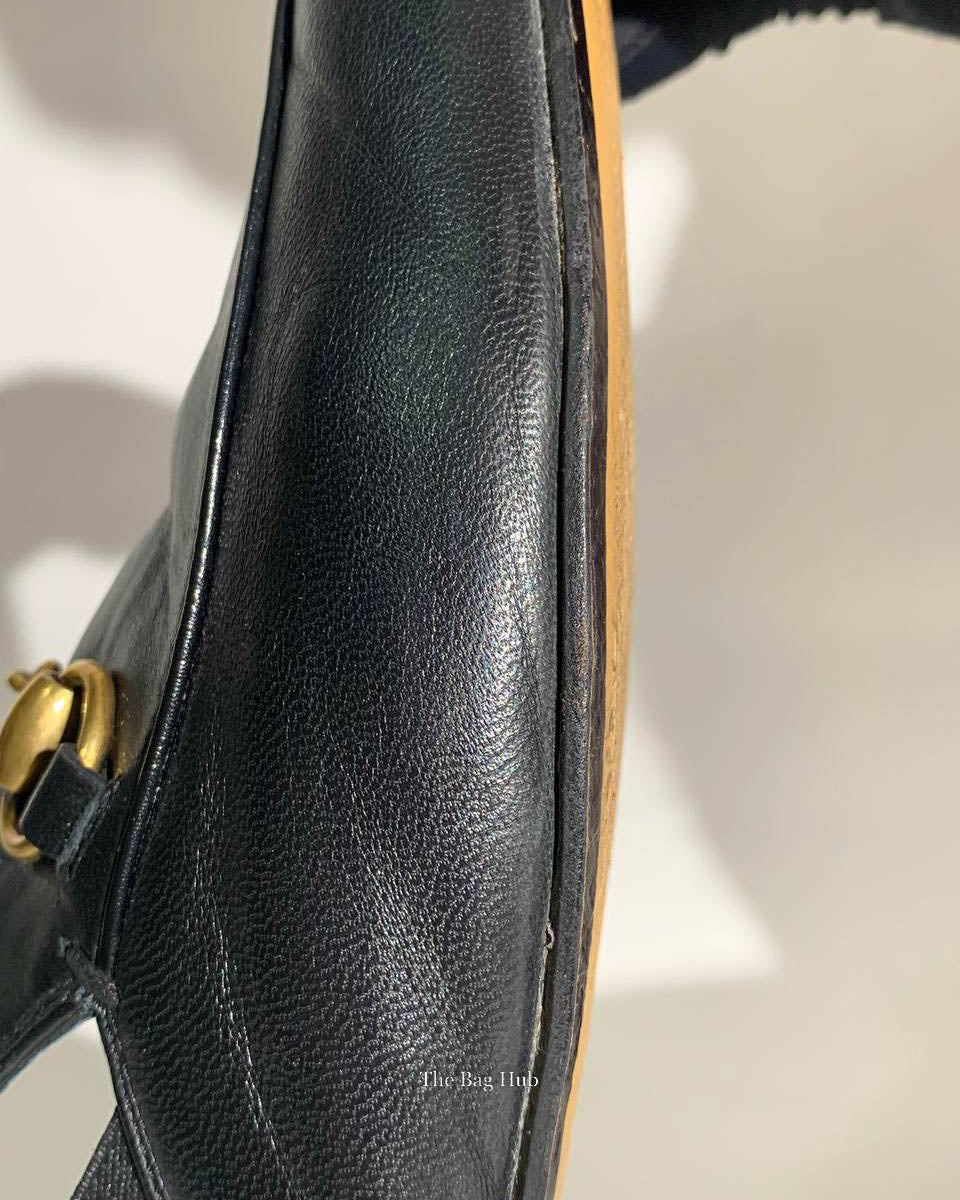 Gucci Black Leather Horsebit Men's Slingback Mules Size 6.5-17