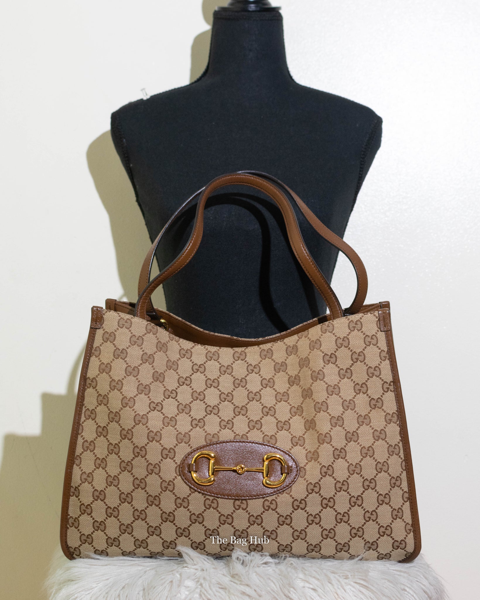 Gucci Brown GG Canvas Horsebit Medium 1955 Tote Bag