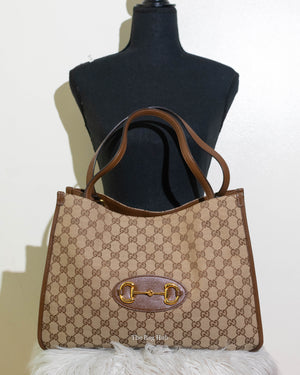 Gucci Brown GG Canvas Horsebit Medium 1955 Tote Bag