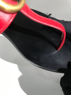 Gucci Red Marmont Leather Thong Sandals Size 35-12