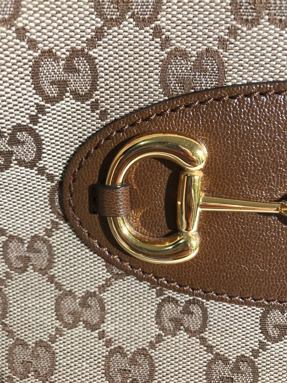 Gucci Brown GG Canvas Horsebit Medium 1955 Tote Bag