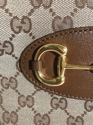 Gucci Brown GG Canvas Horsebit Medium 1955 Tote Bag