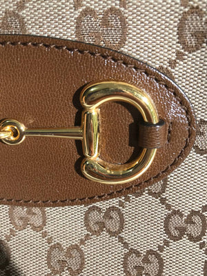 Gucci Brown GG Canvas Horsebit Medium 1955 Tote Bag