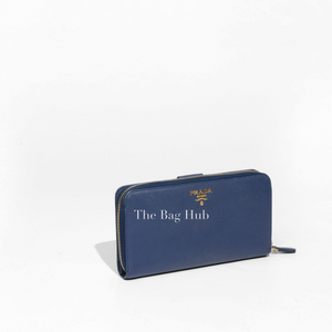 Prada Bluette Saffiano Zip Around Long Wallet 1M1348