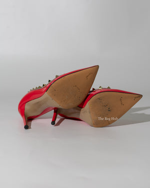 Valentino Garavani Red/Orange Patent Rockstud Heels Size 35.5-7