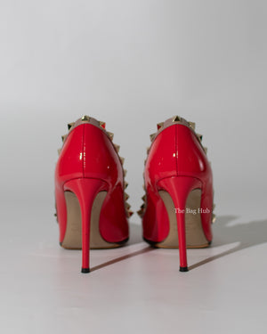 Valentino Garavani Red/Orange Patent Rockstud Heels Size 35.5-6