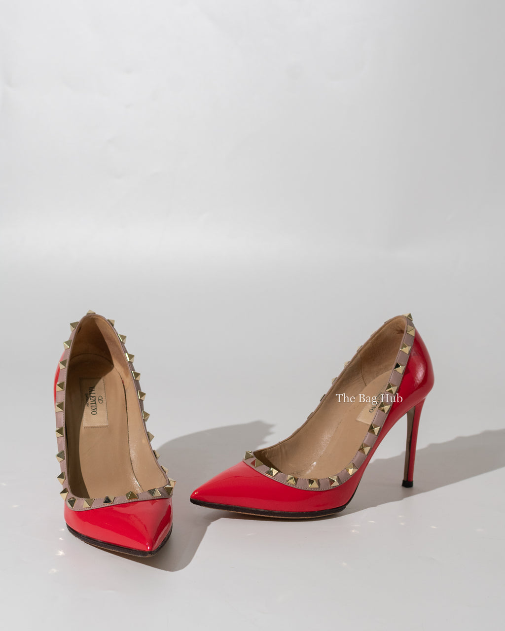 Valentino Garavani Red/Orange Patent Rockstud Heels Size 35.5-1