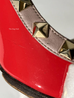 Valentino Garavani Red/Orange Patent Rockstud Heels Size 35.5-9