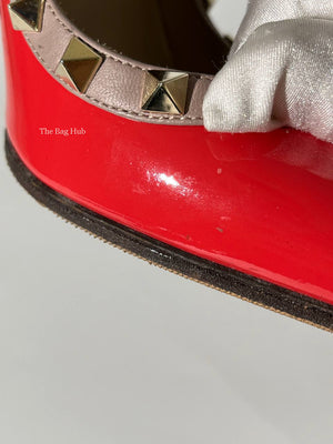 Valentino Garavani Red/Orange Patent Rockstud Heels Size 35.5-13