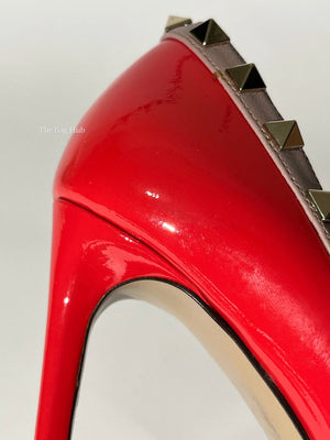 Valentino Garavani Red/Orange Patent Rockstud Heels Size 35.5-17