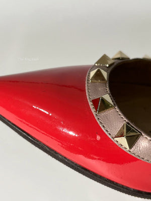 Valentino Garavani Red/Orange Patent Rockstud Heels Size 35.5-18