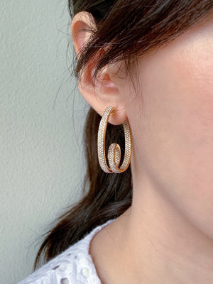 Loop Rose Gold and Diamond Hoop Earrings 18K HK Setting-1
