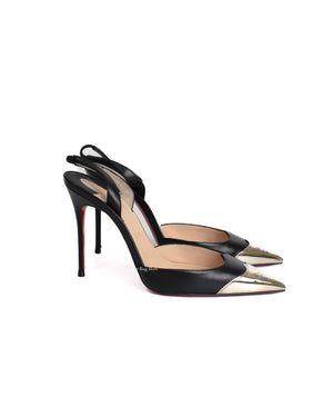 Christian Louboutin Black Calamijane Slingback Pumps size 36.5