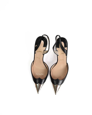 Christian Louboutin Black Calamijane Slingback Pumps size 36.5
