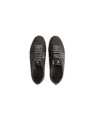 Gucci Men's Black Glitter Bambi Web Low Top Sneakers Size 36