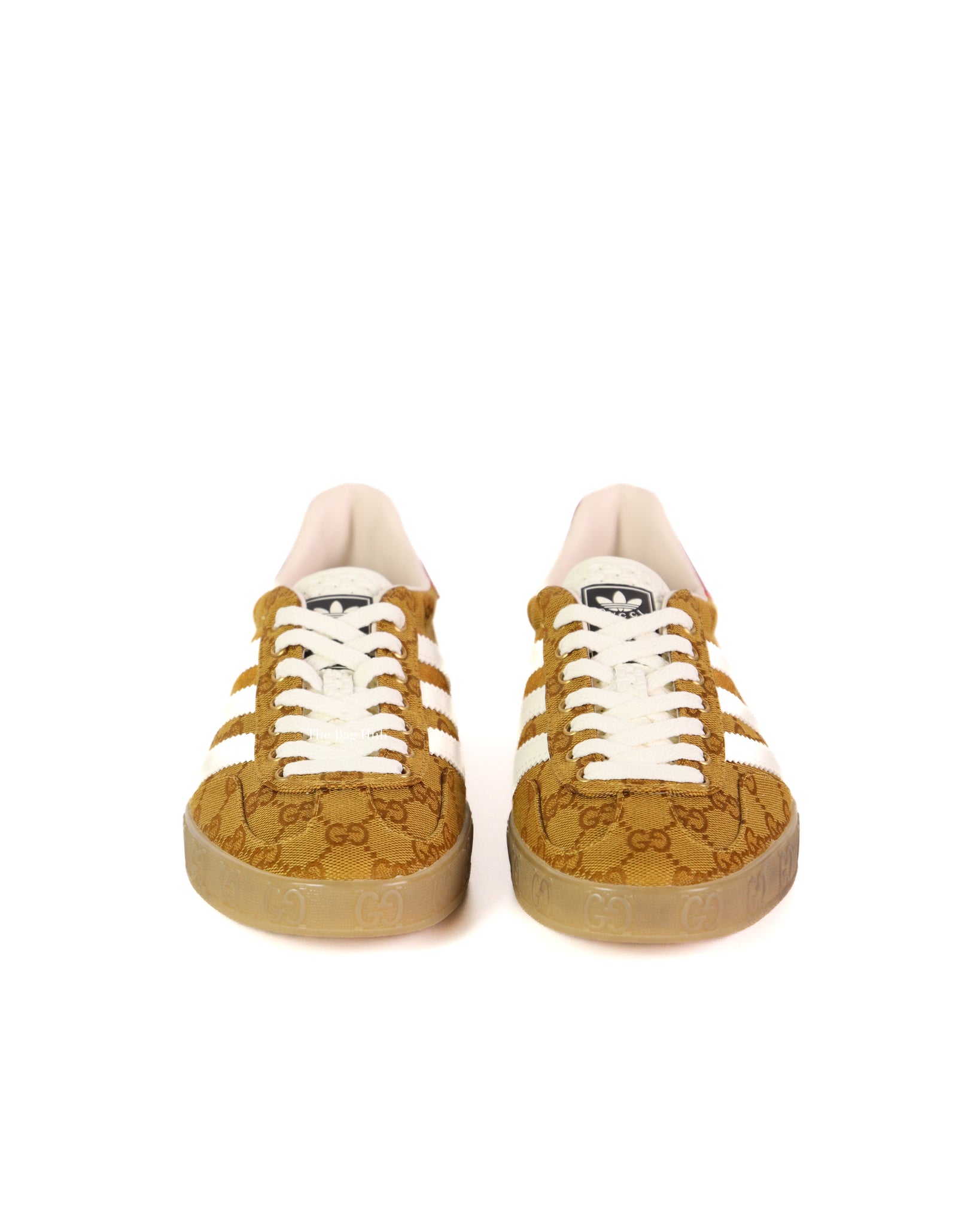 Gucci x Adidas Beige Brown GG Canvas Gazelle Sneakers Size 8 | The 