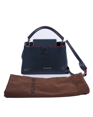 Louis Vuitton Navy Blue Capucines MM Bag-14