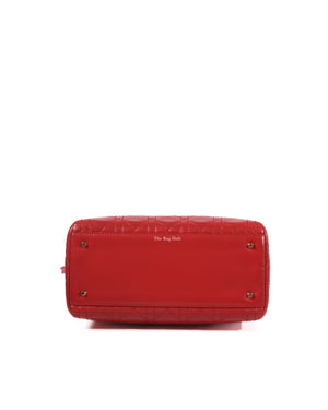 Christian Dior Red Lambskin Lady Dior Medium Bag-6