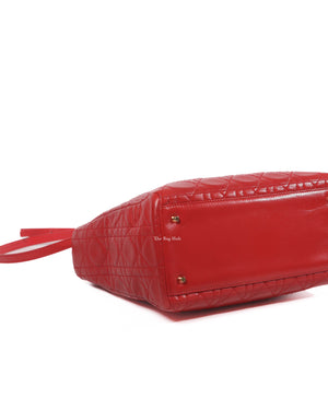 Christian Dior Red Lambskin Lady Dior Medium Bag-7