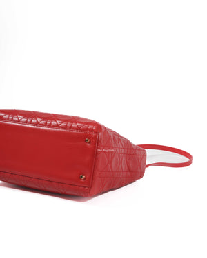Christian Dior Red Lambskin Lady Dior Medium Bag-8