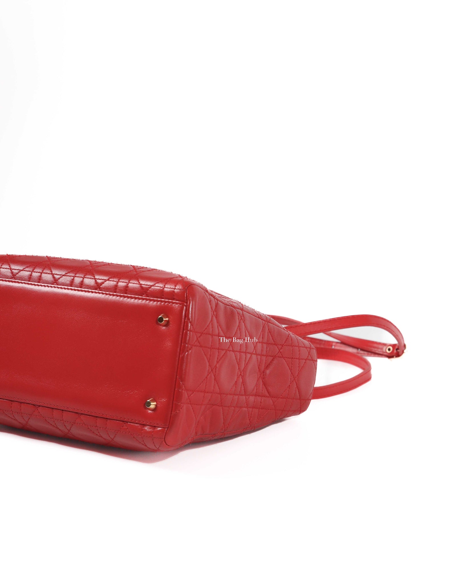 Christian Dior Red Lambskin Lady Dior Medium Bag-10