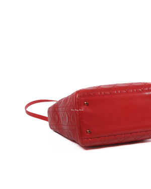 Christian Dior Red Lambskin Lady Dior Medium Bag-9